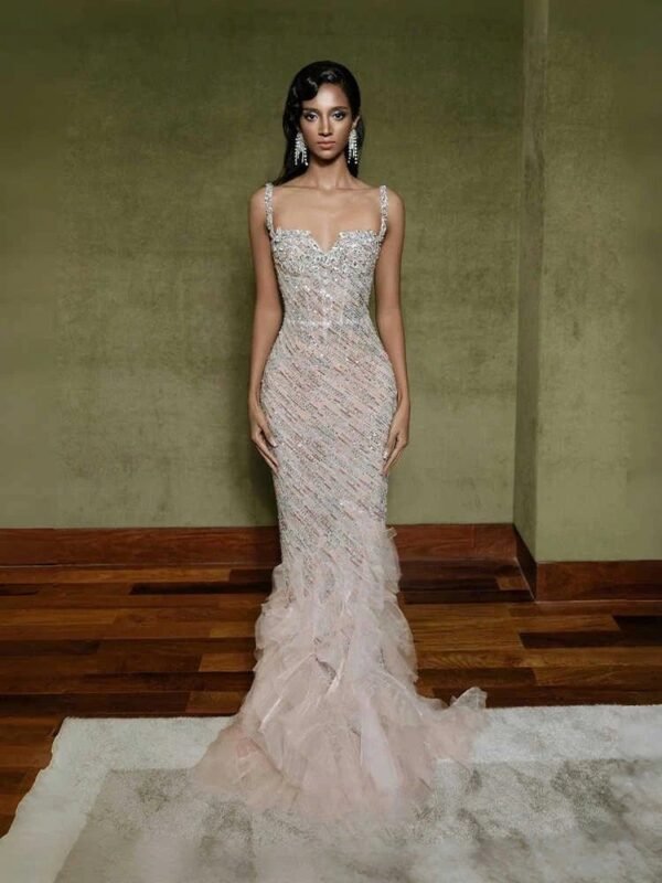 2025 New Style Heavy Craft Mermaid Sequin Slip Maxi Dress