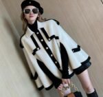 2023 New Hepburn-Style Women's Tweed Cape Coat, Niche Chanel-Inspired High-End Coat