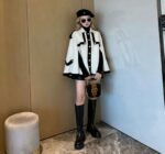 2023 New Hepburn-Style Women's Tweed Cape Coat, Niche Chanel-Inspired High-End Coat